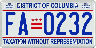 DC license plate FA0232