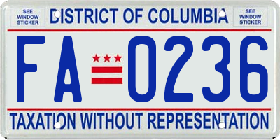 DC license plate FA0236