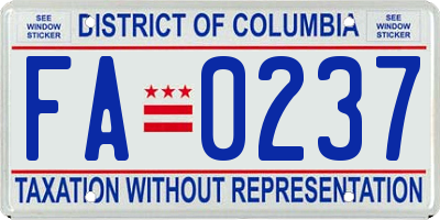 DC license plate FA0237