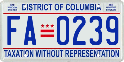 DC license plate FA0239