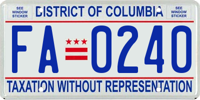 DC license plate FA0240