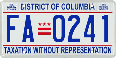 DC license plate FA0241