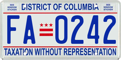 DC license plate FA0242