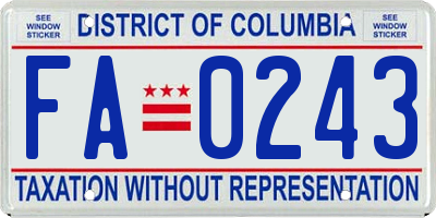 DC license plate FA0243