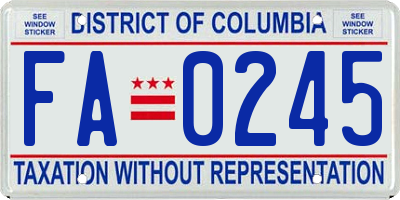 DC license plate FA0245