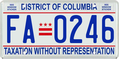 DC license plate FA0246