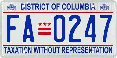 DC license plate FA0247