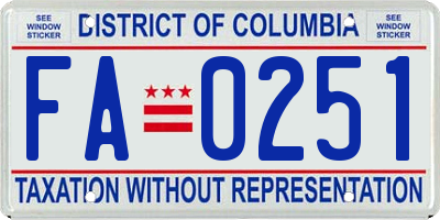 DC license plate FA0251