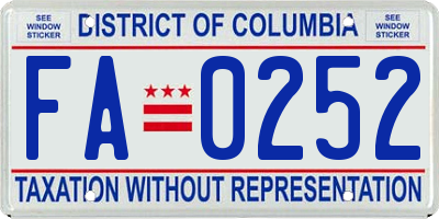 DC license plate FA0252