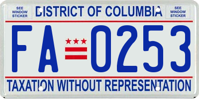 DC license plate FA0253