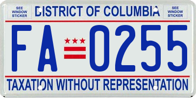 DC license plate FA0255