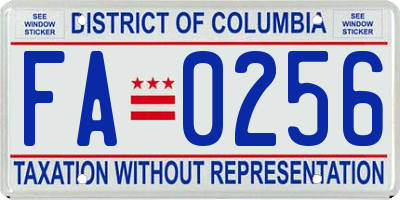 DC license plate FA0256