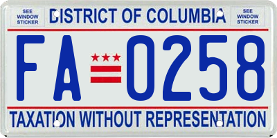 DC license plate FA0258