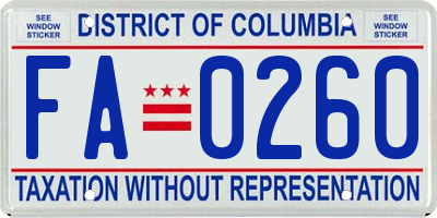 DC license plate FA0260