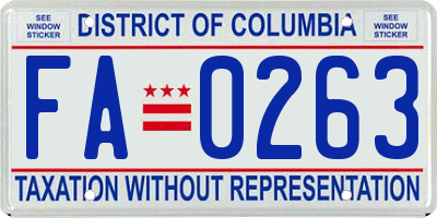 DC license plate FA0263