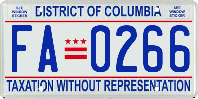 DC license plate FA0266