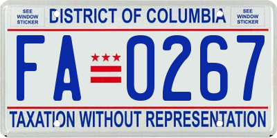 DC license plate FA0267