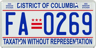 DC license plate FA0269