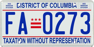 DC license plate FA0273