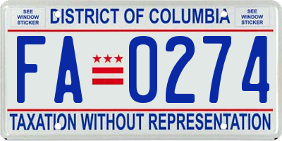 DC license plate FA0274