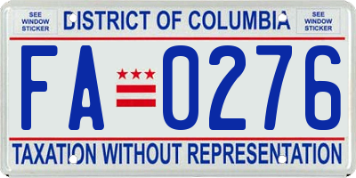 DC license plate FA0276