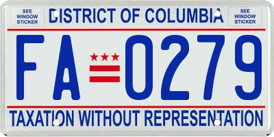 DC license plate FA0279