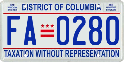 DC license plate FA0280