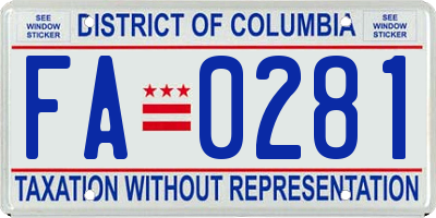 DC license plate FA0281