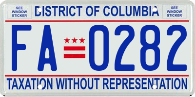 DC license plate FA0282