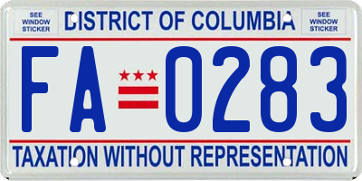 DC license plate FA0283