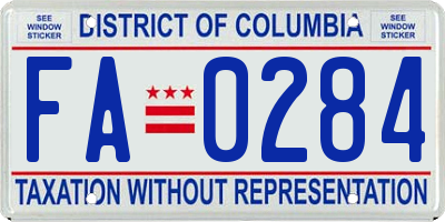 DC license plate FA0284