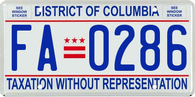 DC license plate FA0286