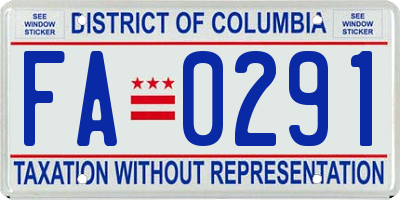 DC license plate FA0291