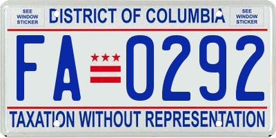 DC license plate FA0292