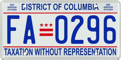 DC license plate FA0296