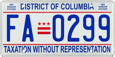 DC license plate FA0299