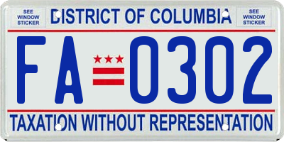 DC license plate FA0302