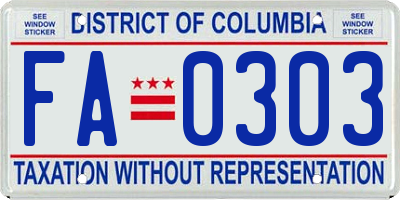 DC license plate FA0303