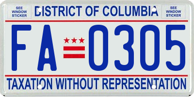 DC license plate FA0305