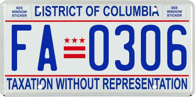 DC license plate FA0306