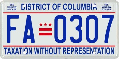 DC license plate FA0307