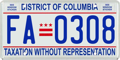 DC license plate FA0308