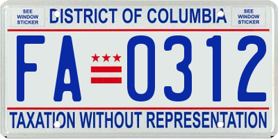 DC license plate FA0312