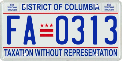 DC license plate FA0313