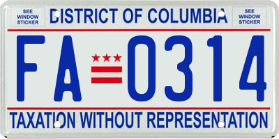 DC license plate FA0314