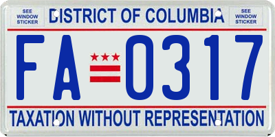 DC license plate FA0317