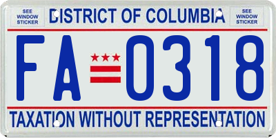 DC license plate FA0318