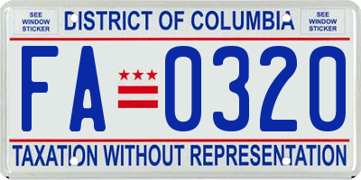 DC license plate FA0320