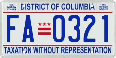 DC license plate FA0321