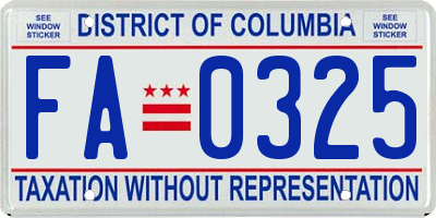 DC license plate FA0325